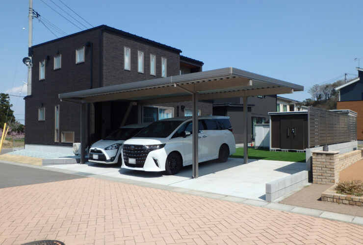 あなたの街の外構屋さん　施工事例 カーポート 舗装 駐車場 福島県伊達市